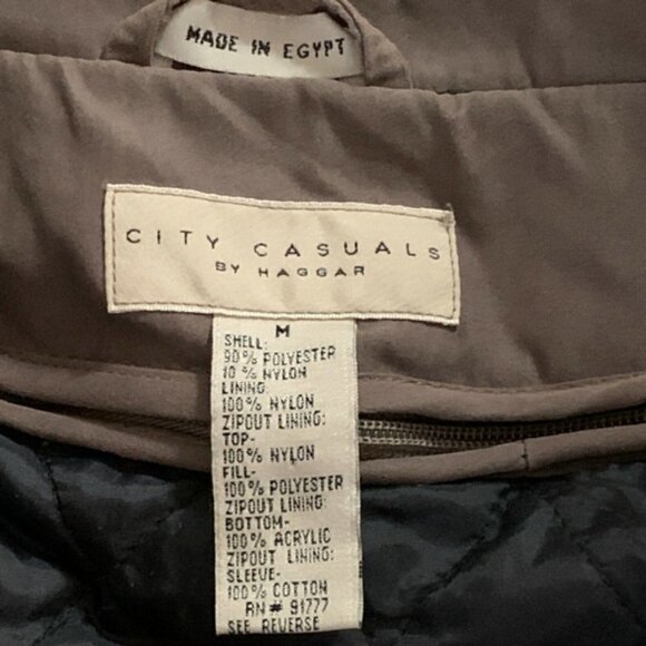 HAGGAR City Casuals Winter Parka Jacket Mens M Khaki Beige Zip-Out Lining 165P - Picture 5 of 6